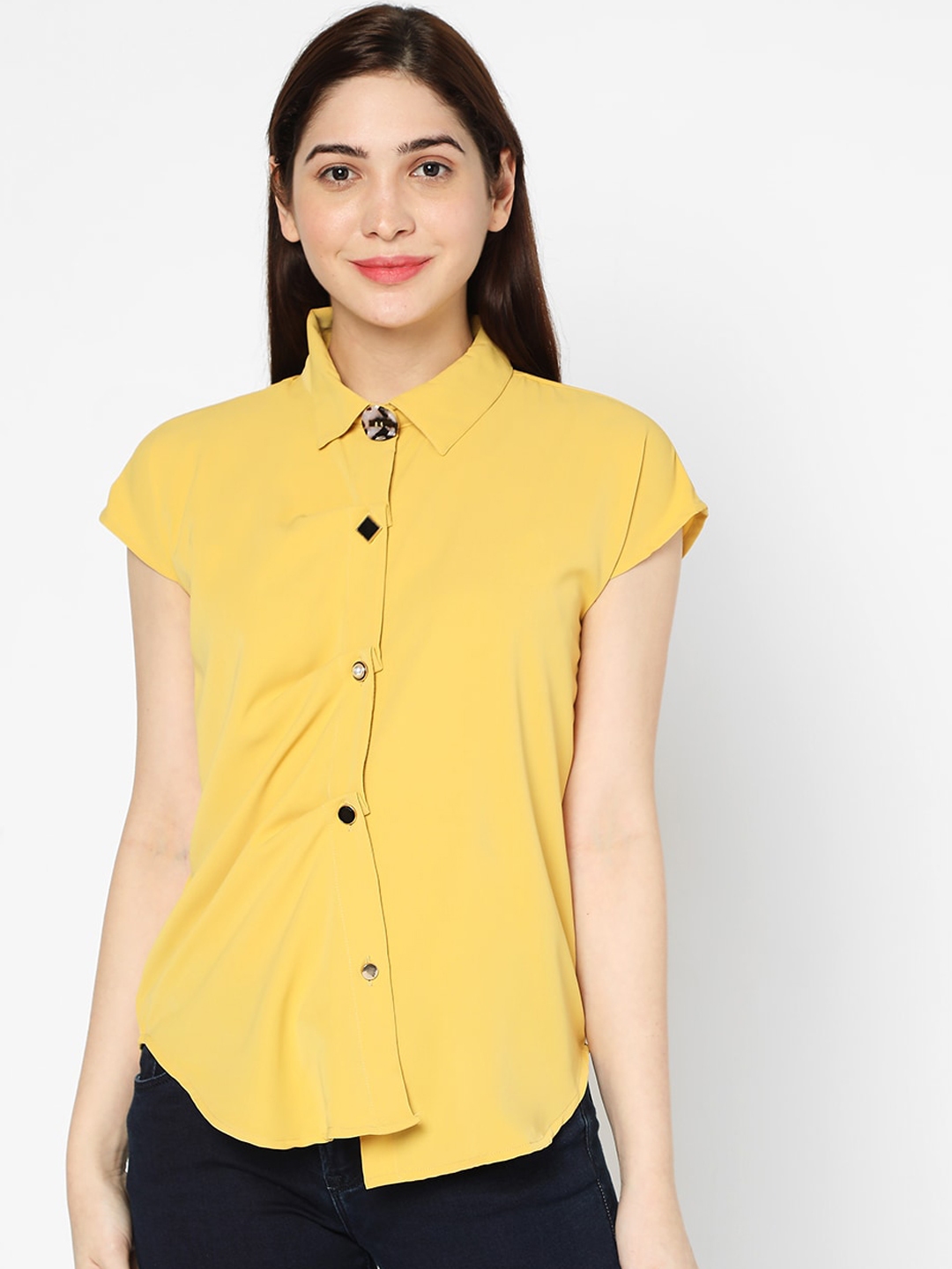 Buy Deal Jeans Women Yellow Regular Fit Solid Casual Shirt - Shirts for ...