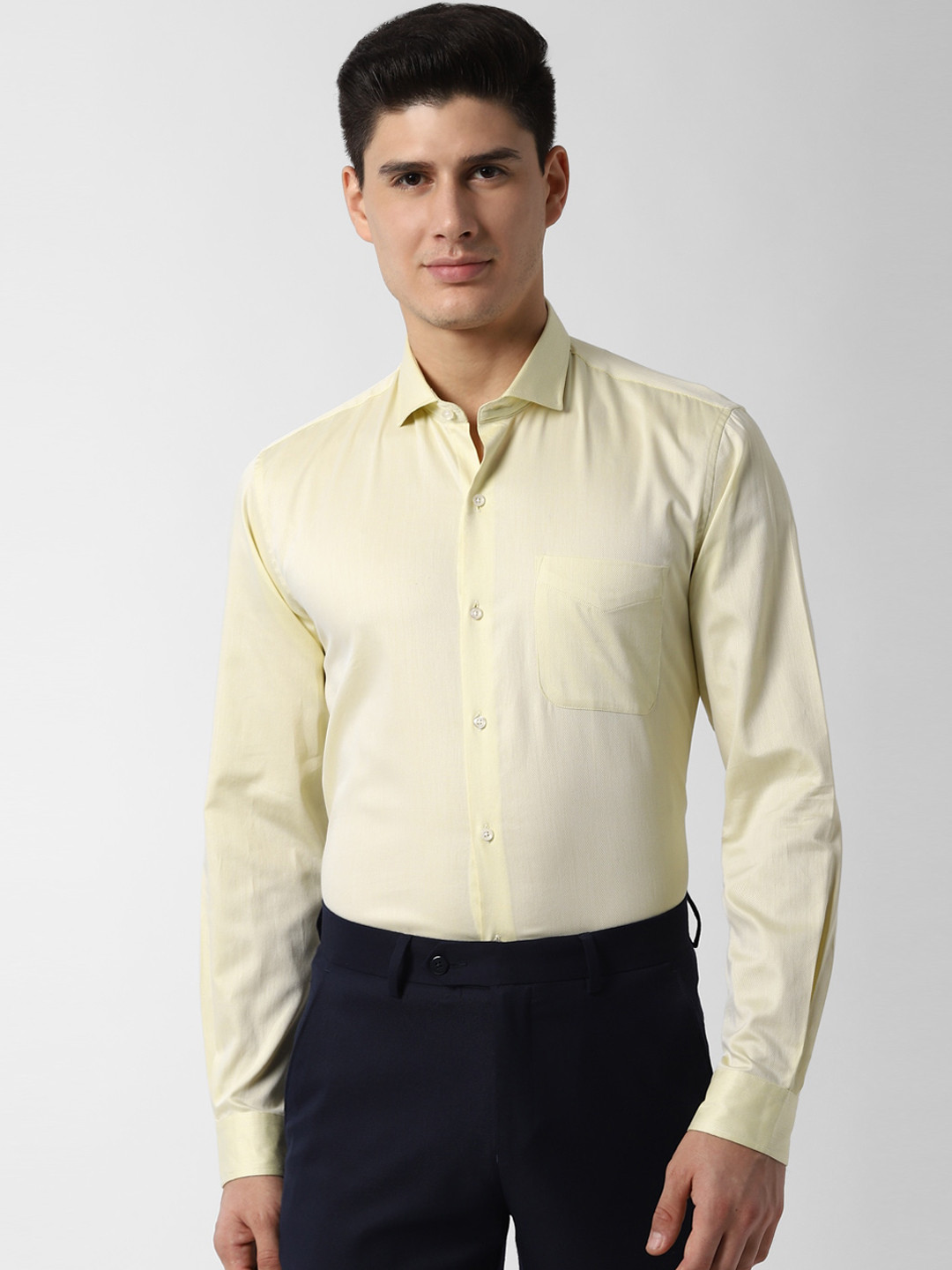 Buy Peter England Men Yellow Slim Fit Solid Formal Shirt Shirts for