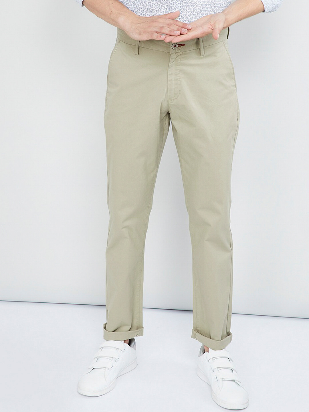 Buy Max Men Khaki Regular Fit Solid Chinos - Trousers for Men 12730576