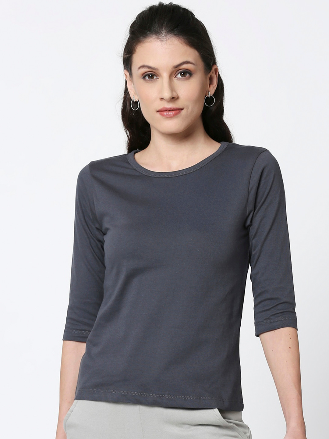 Buy Bewakoof Women Grey Solid Boat Neck T Shirt Tshirts for Women