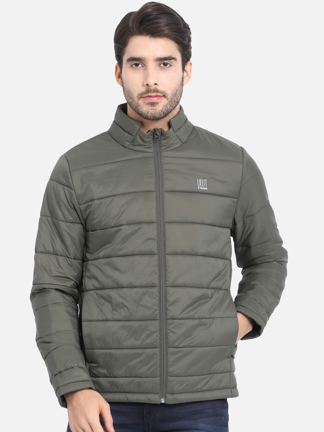 Buy T Base Men Olive Green Solid Lightweight Padded Jacket Jackets