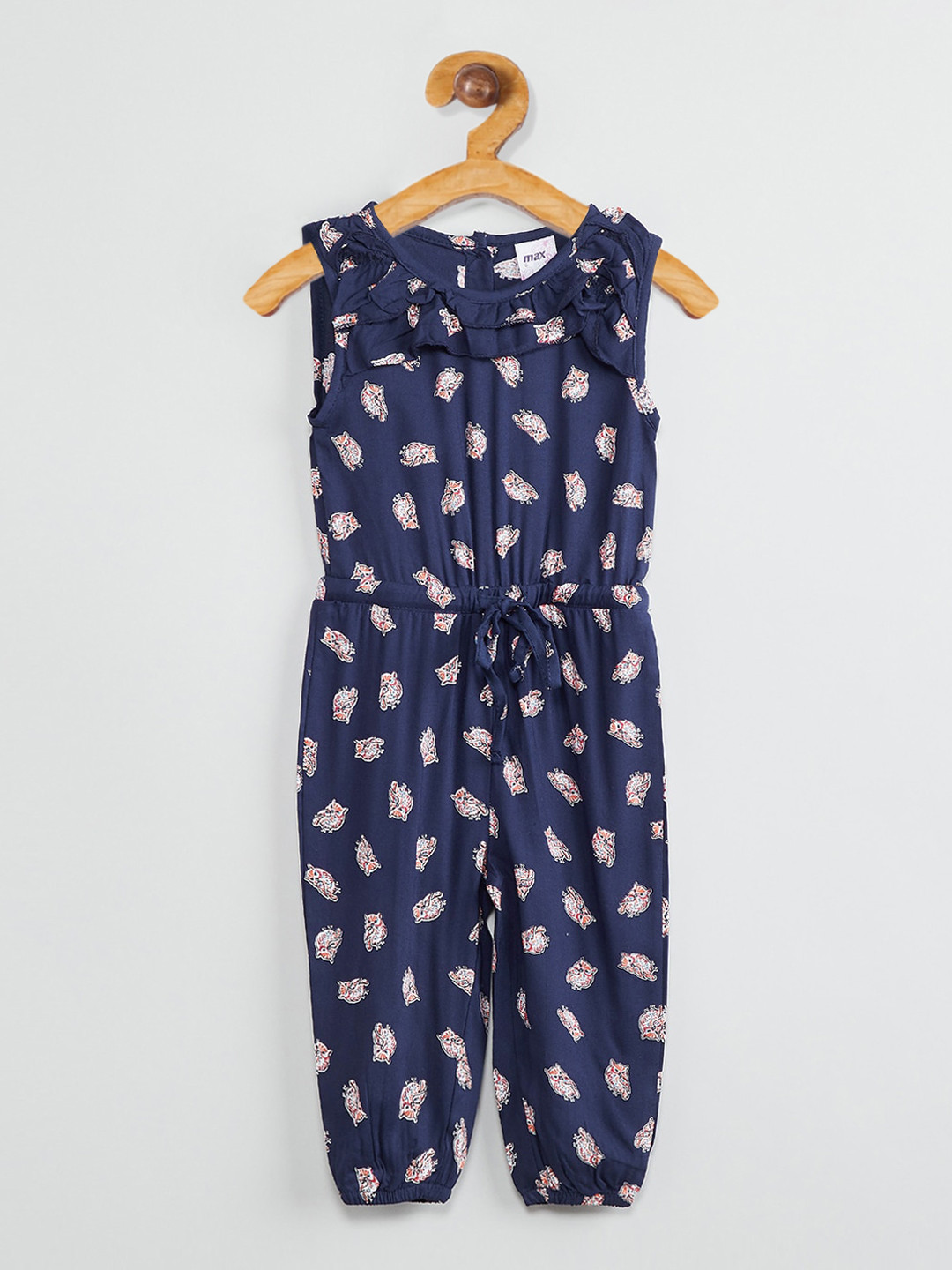 Buy Max Infant Girls Navy Blue & Off White Printed Romper Rompers for