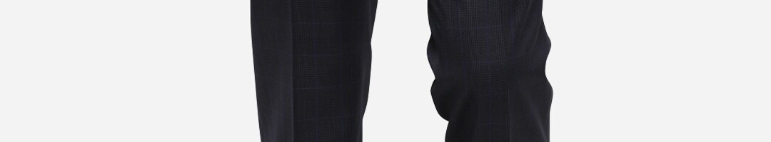Buy METAL Men Charcoal Grey Slim Fit Checked Formal Trousers - Trousers ...
