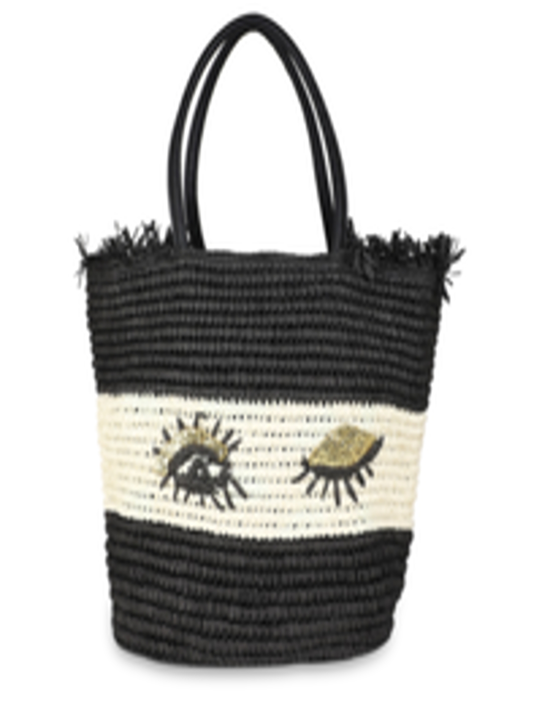 Buy ALDO Black & Cream Coloured Colourblocked Tote Bag - Handbags for ...