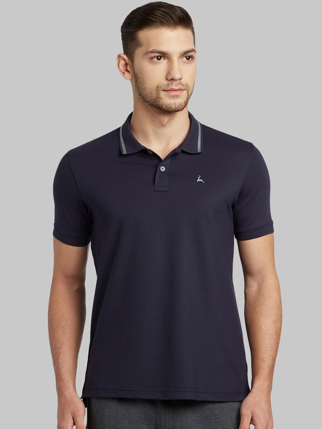 Buy Parx Men Navy Blue Solid Polo Collar T Shirt - Tshirts for Men ...