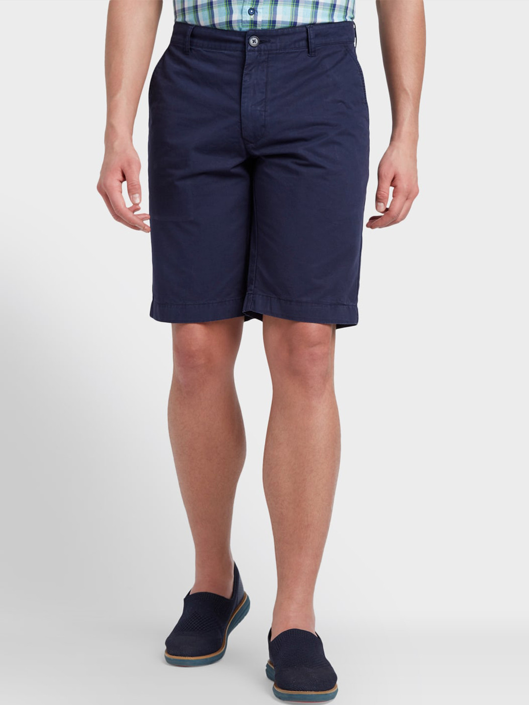 Buy ColorPlus Men Navy Blue Solid Regular Fit Regular Shorts - Shorts ...