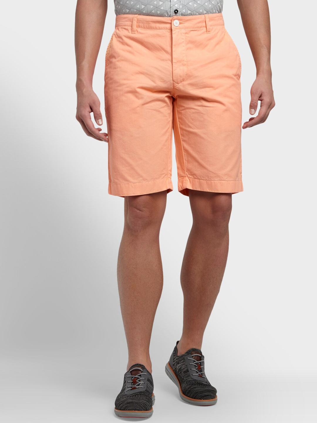 Buy ColorPlus Men Peach Coloured Solid Regular Fit Regular Shorts