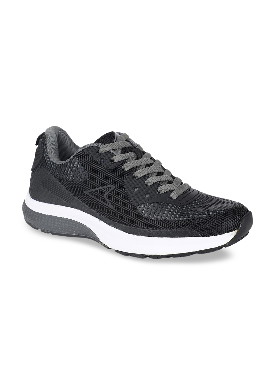 power men black textile running shoes