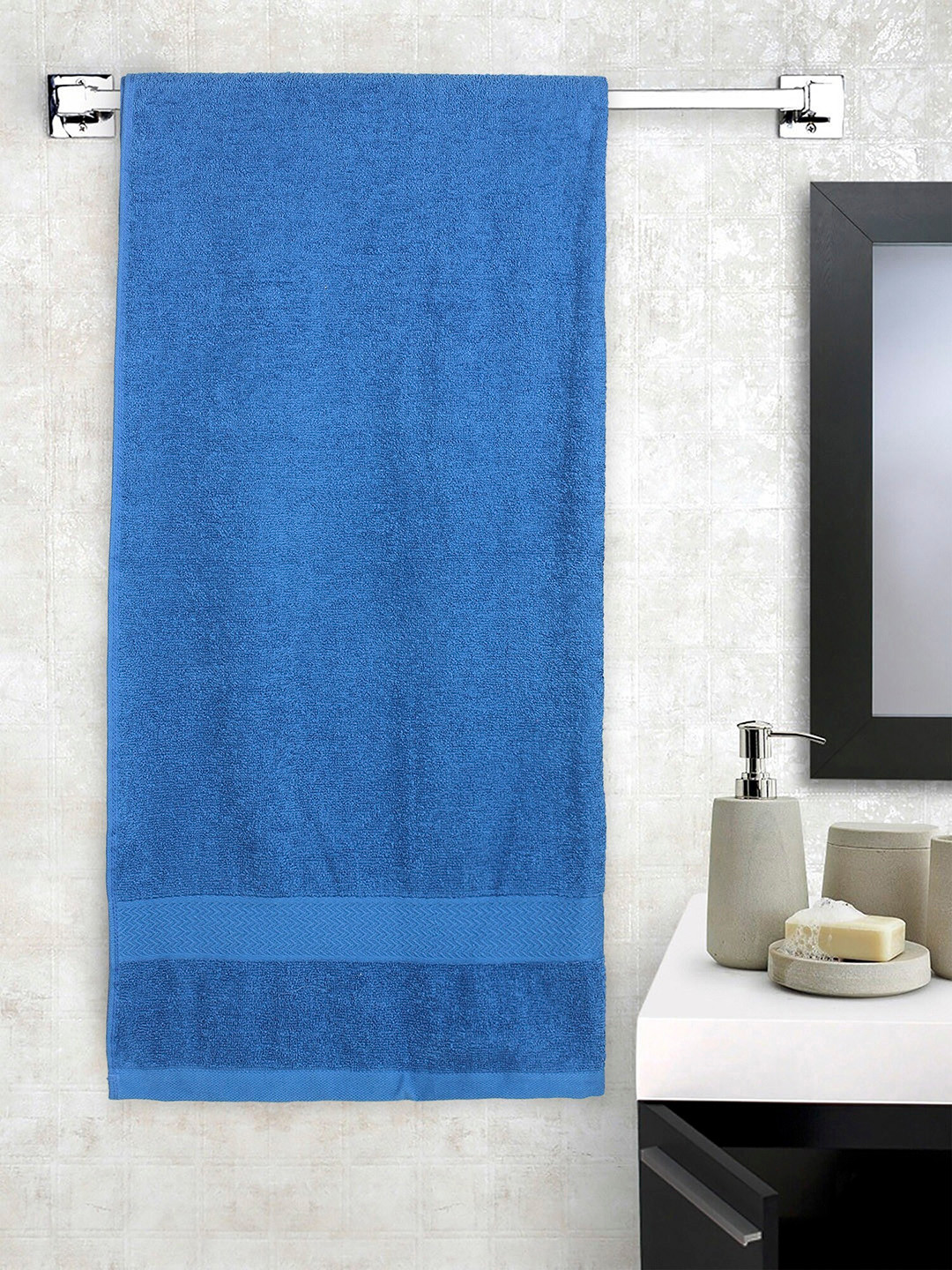 Buy Raymond Home Unisex Blue Solid 380 GSM Bath Towel Bath Towels for