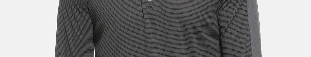 Buy Campus Sutra Men Charcoal Grey Solid Mandarin Collar T Shirt ...