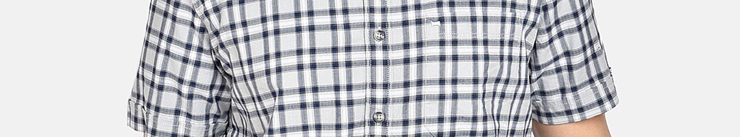 Buy Basics Men Grey & Navy Blue Slim Fit Checked Casual Shirt - Shirts ...
