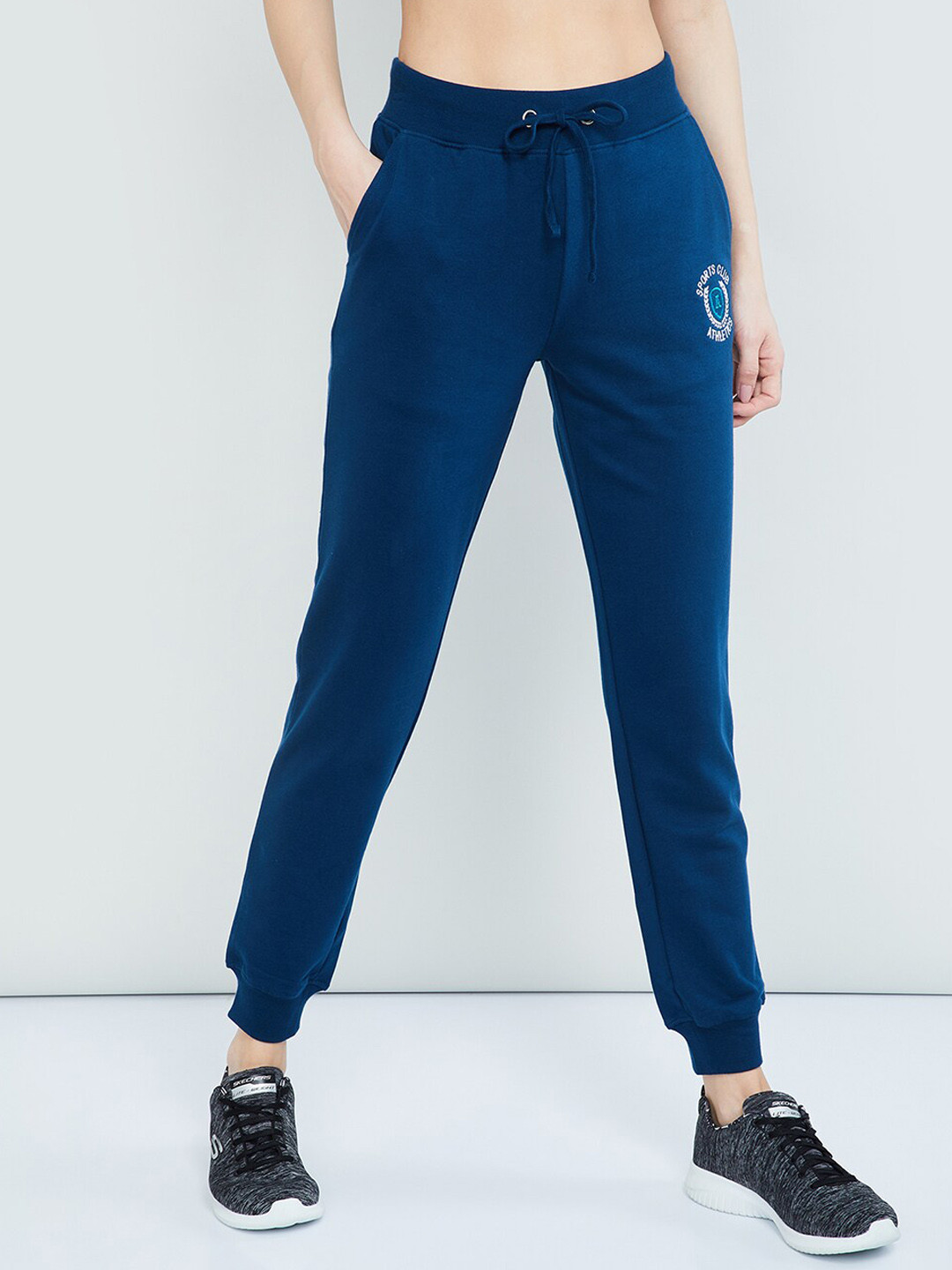 Buy Max Women Blue Solid Slim Fit Joggers - Track Pants for Women 12737622 | Myntra