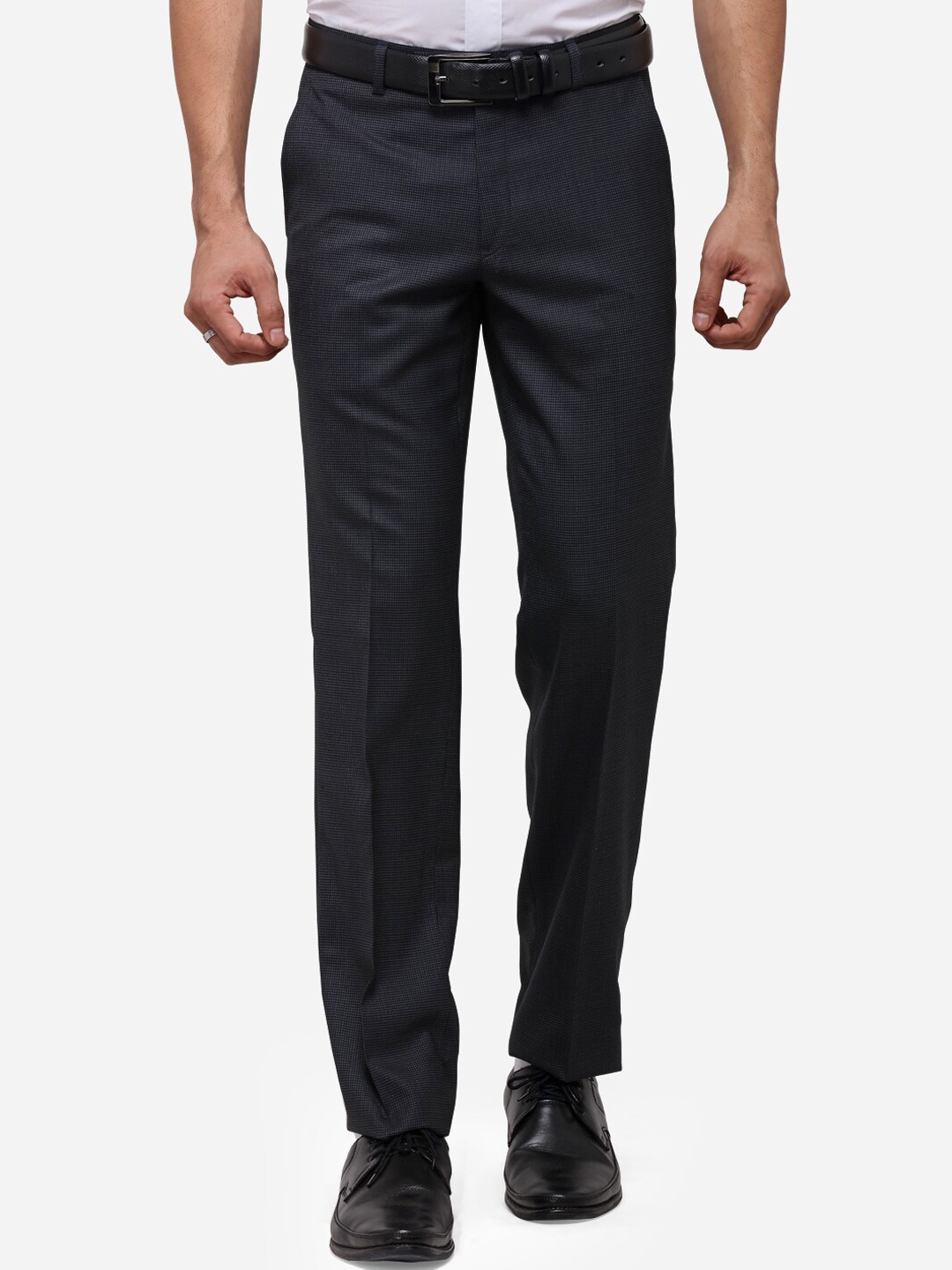 Buy METAL Men Charcoal Grey Slim Fit Solid Formal Trousers - Trousers ...