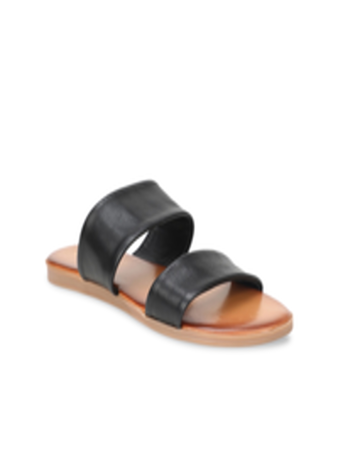 Buy ALDO Women Black Solid Leather Open Toe Flats - Flats for Women ...