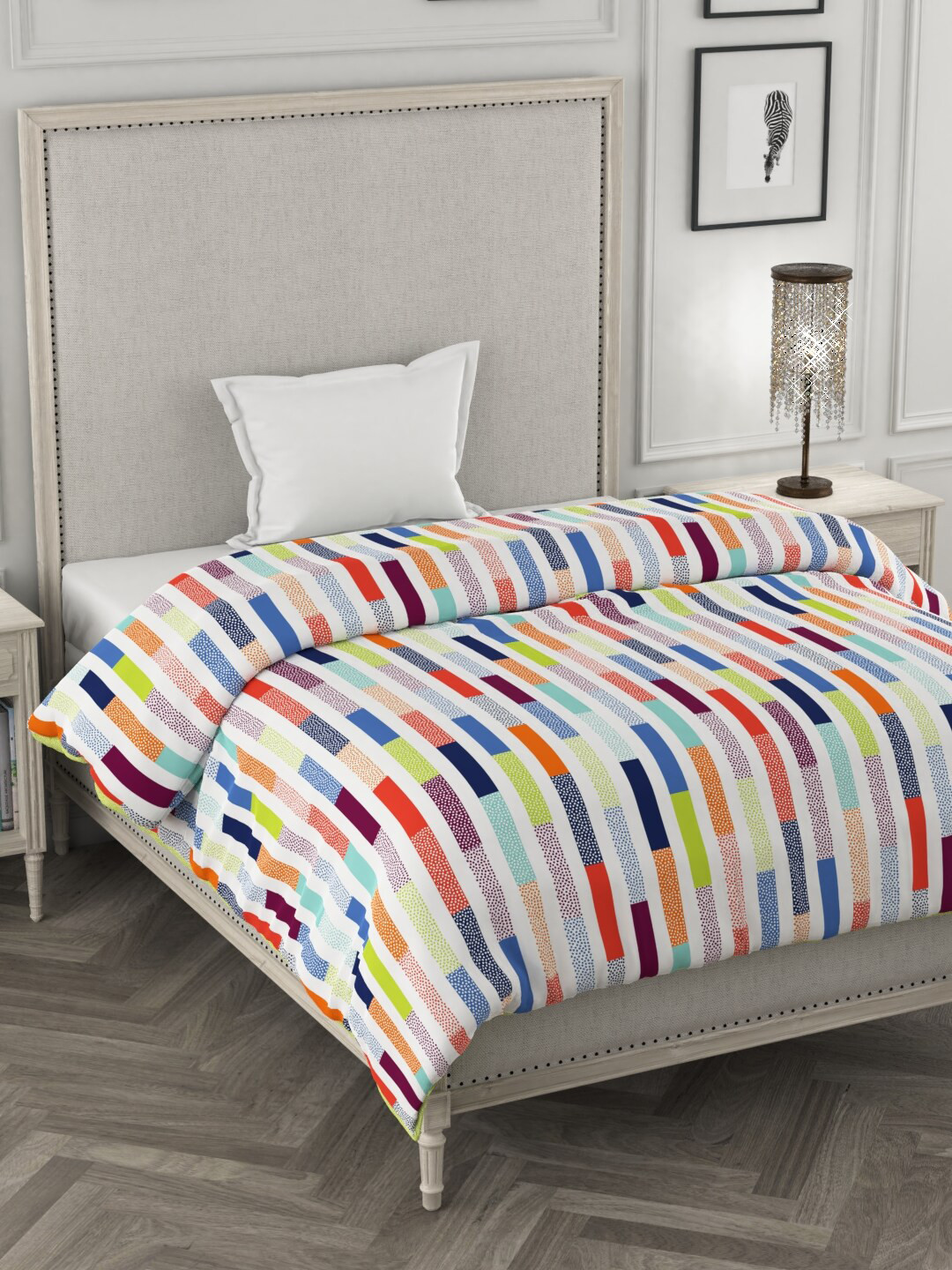 Buy Portico New York Multicoloured Striped Heavy Winter 120 GSM Single