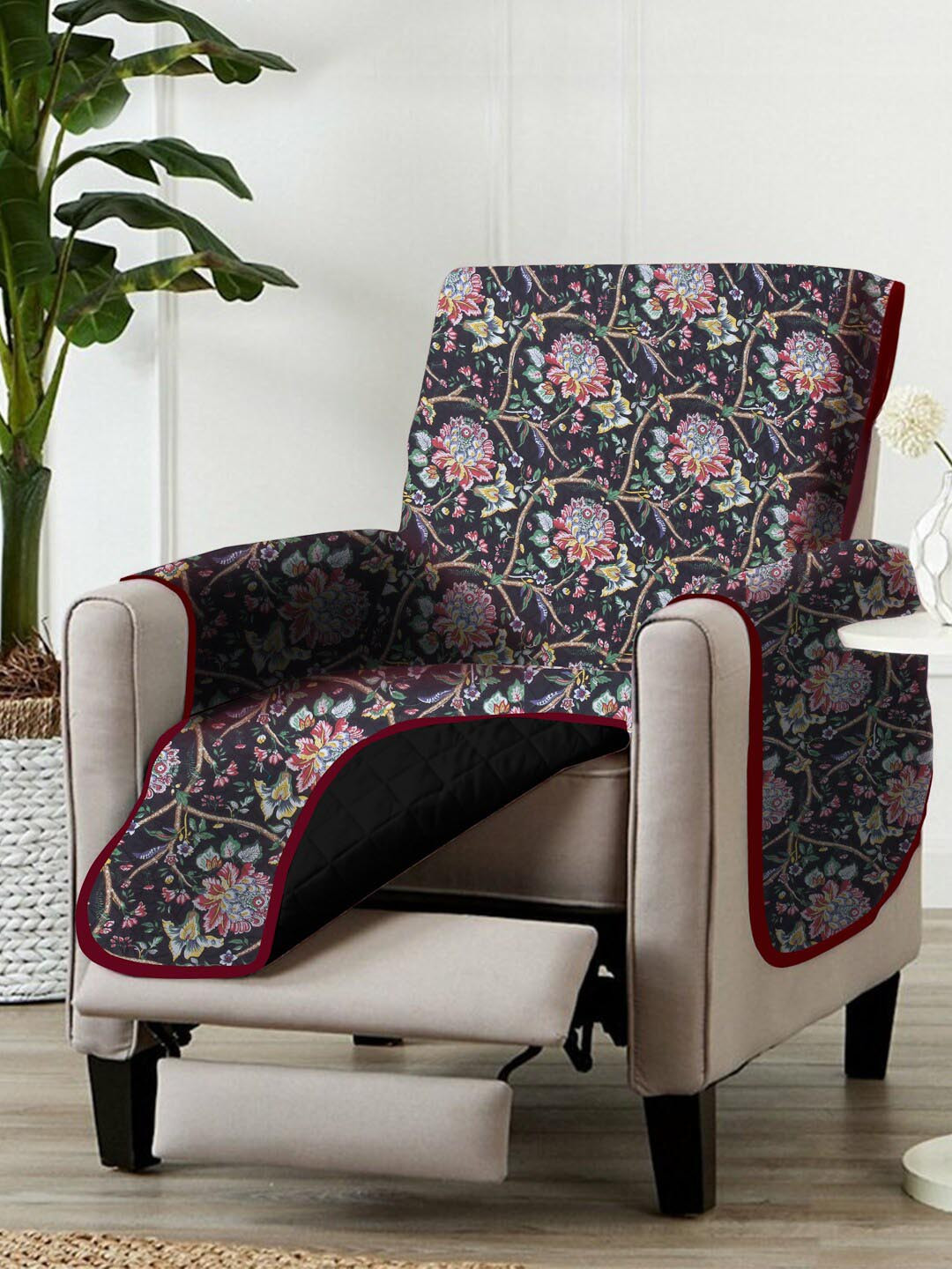 Buy Rajasthan Decor 1 Seater Black Quilted Sofa Cover Sofa Covers for