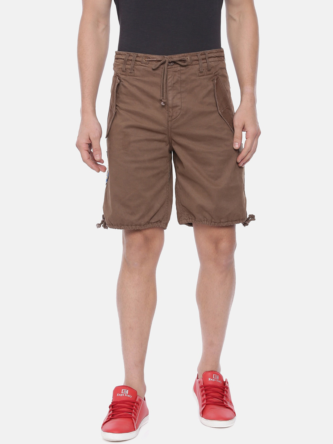 Buy Breakbounce Men Brown Solid Slim Fit Cargo Shorts Shorts for Men