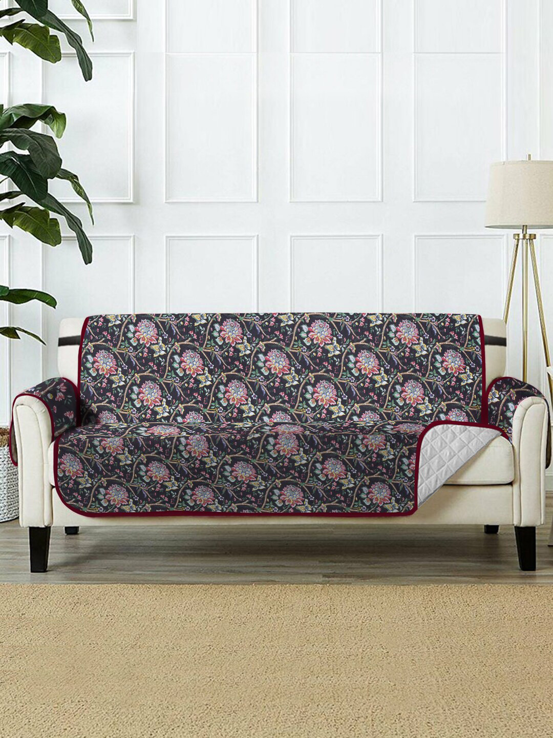 Buy Rajasthan Decor Black Printed 2 Seater Sofa Cover - Sofa Covers for