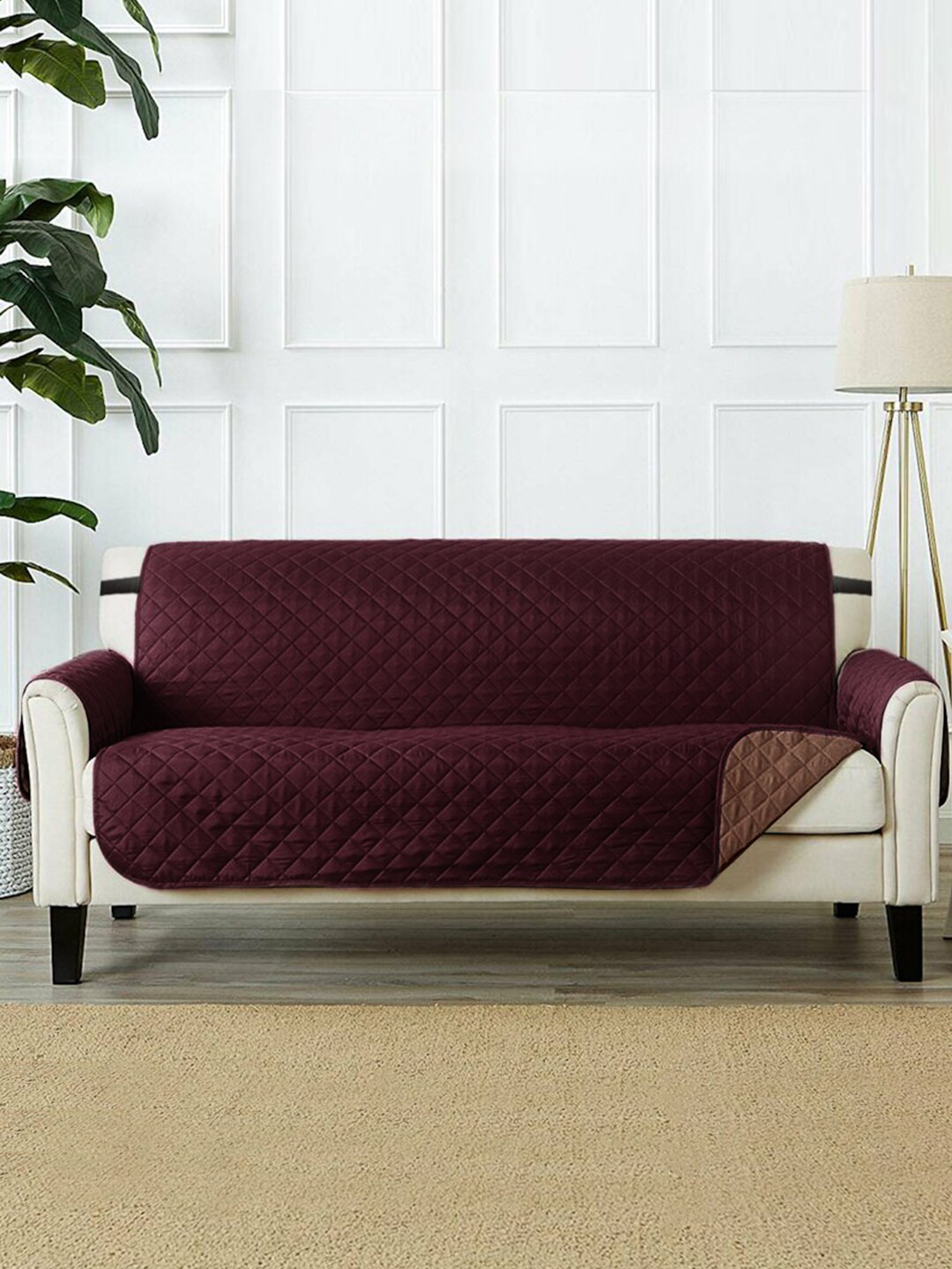 Buy Rajasthan Decor 2 Seater Brown Quilted Sofa Cover Sofa Covers for