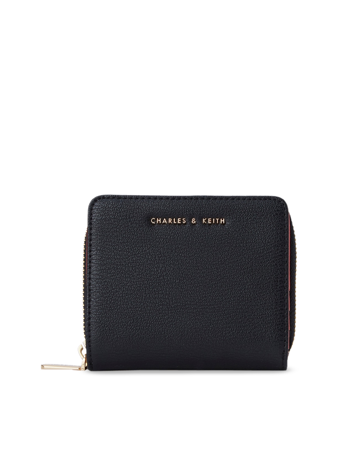 Buy CHARLES & KEITH Women Black Solid Zip Around Wallet - Wallets for ...