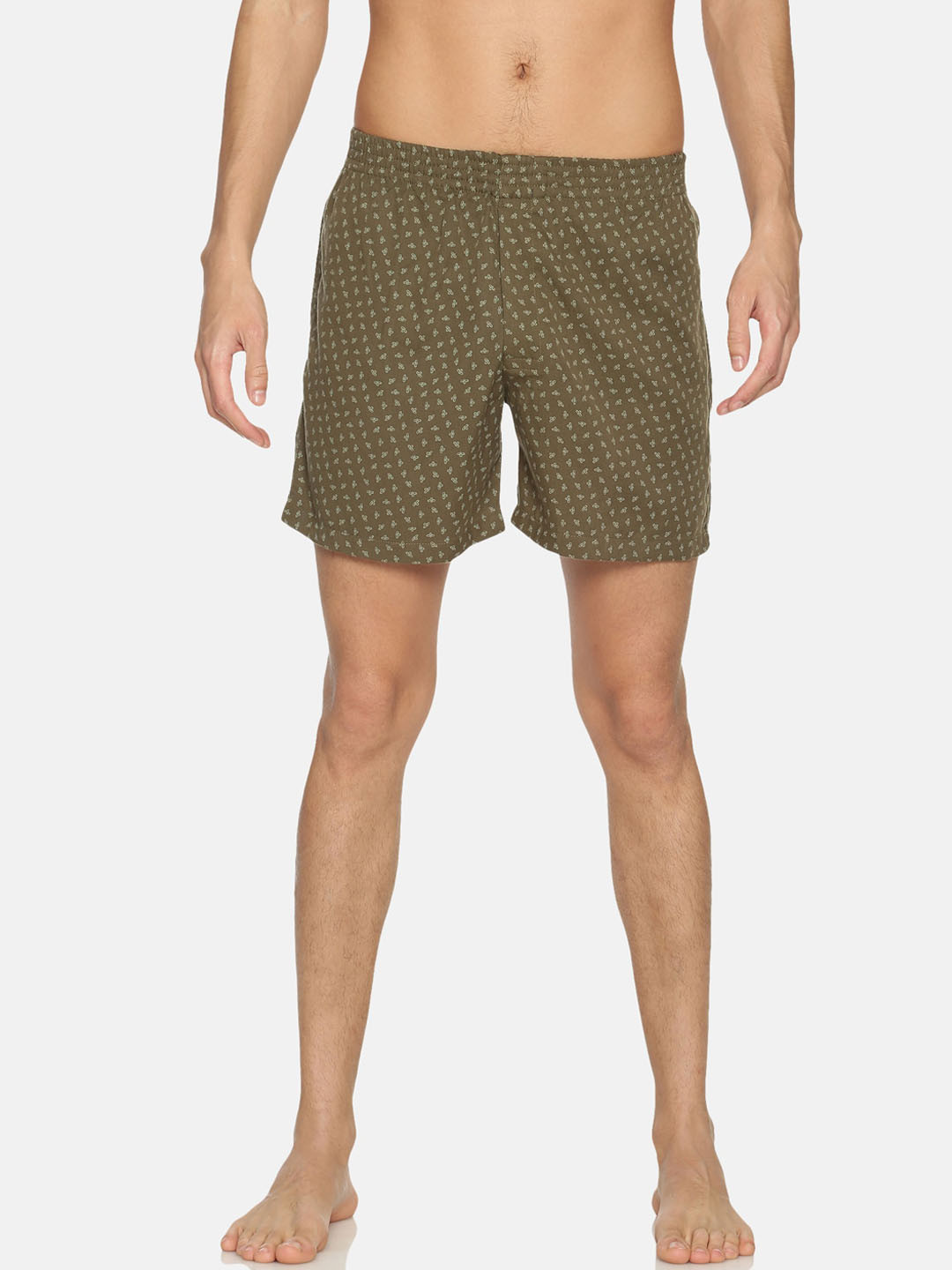 Buy IVOC Men Olive Green & Off White Printed Pure Cotton Boxers