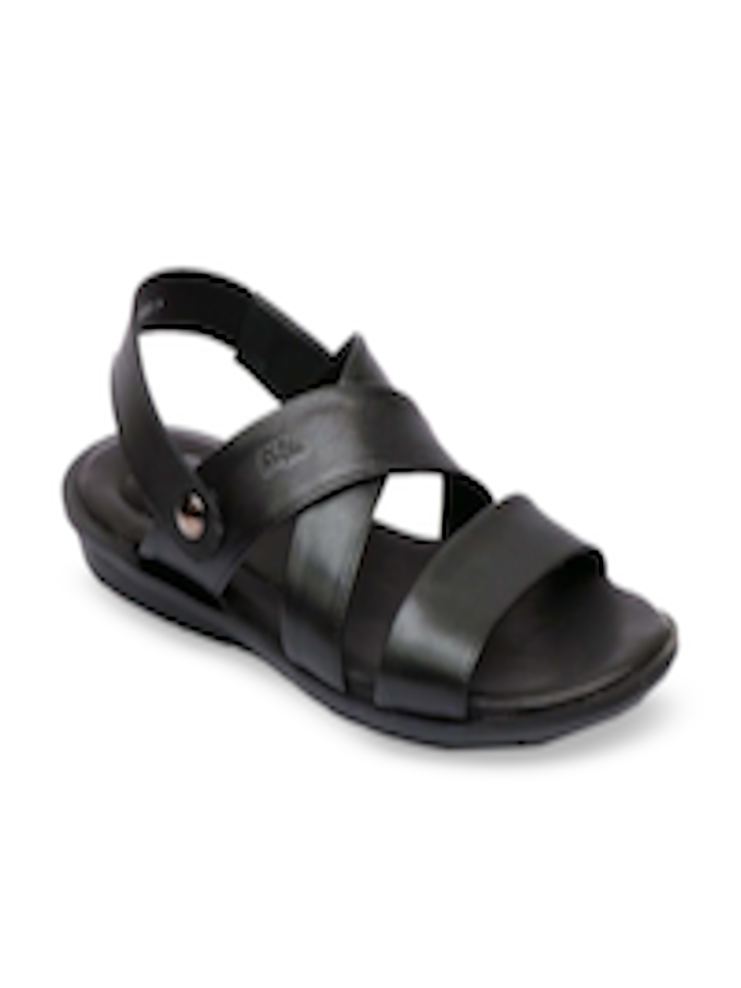 Buy Hitz Men Black Solid Leather Comfort Sandals - Sandals for Men ...