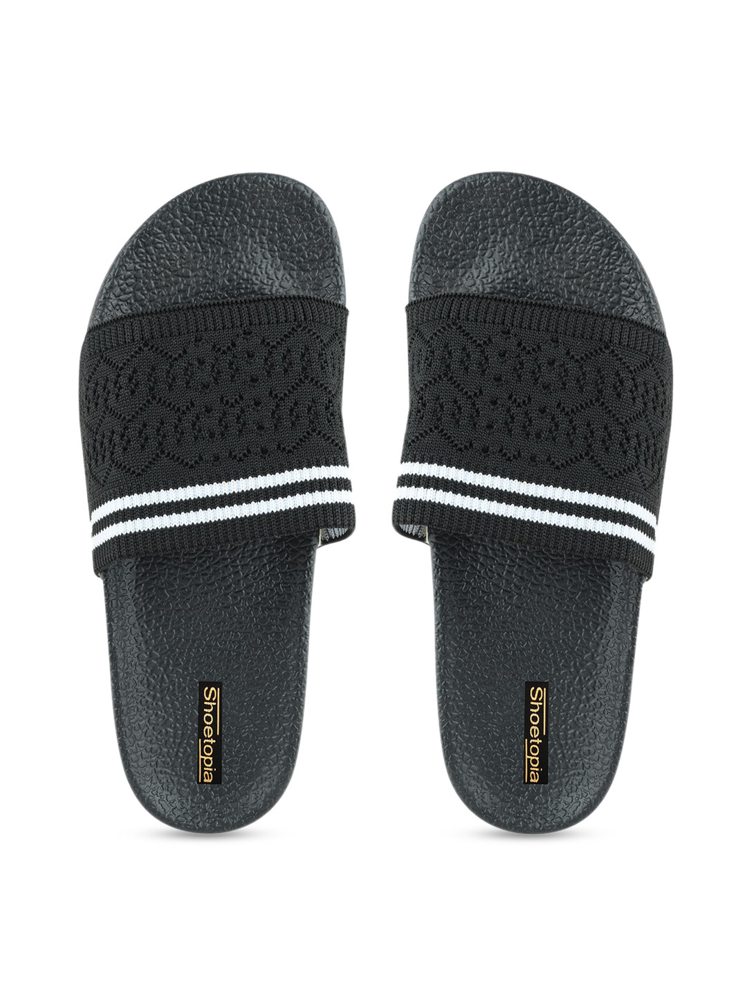 Buy Shoetopia Women Black Solid Sliders - Flip Flops for Women 12757390 | Myntra