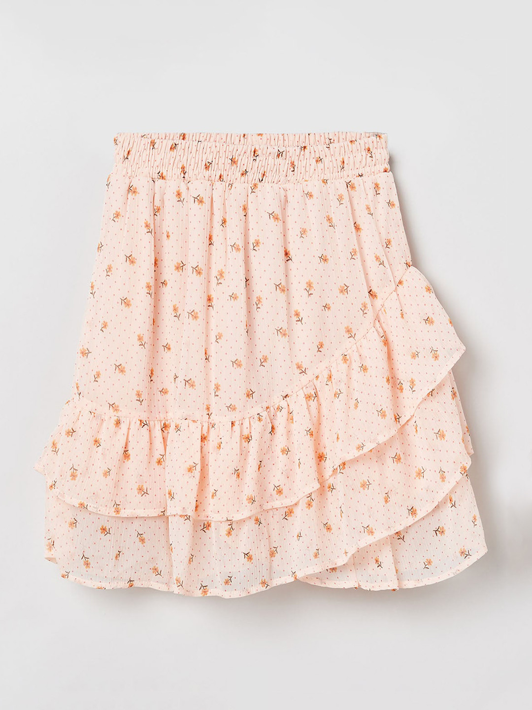 Buy Max Girls Peach Colour & Brown Printed A Line Skirt Skirts for