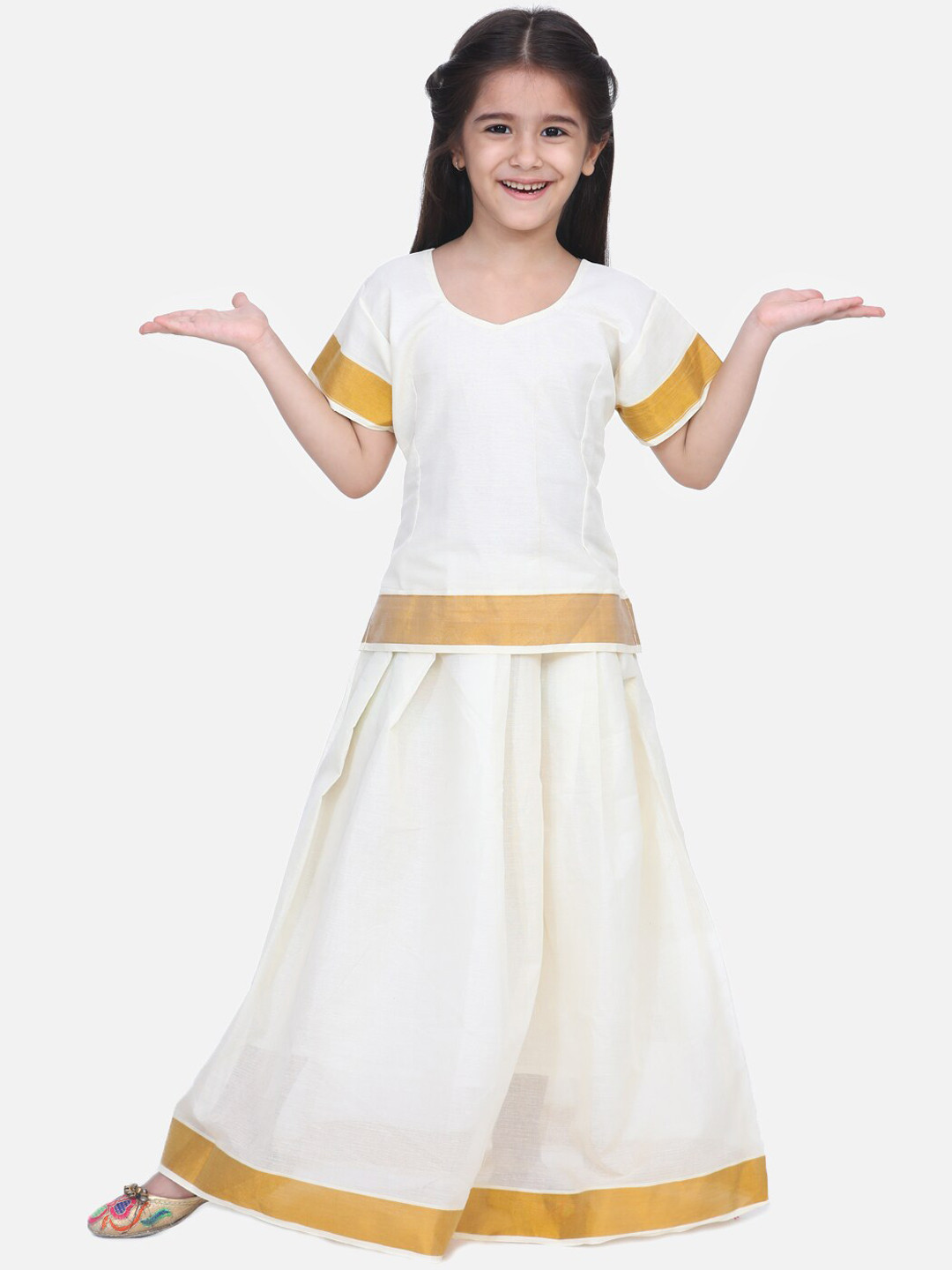 white pattu pavadai for women