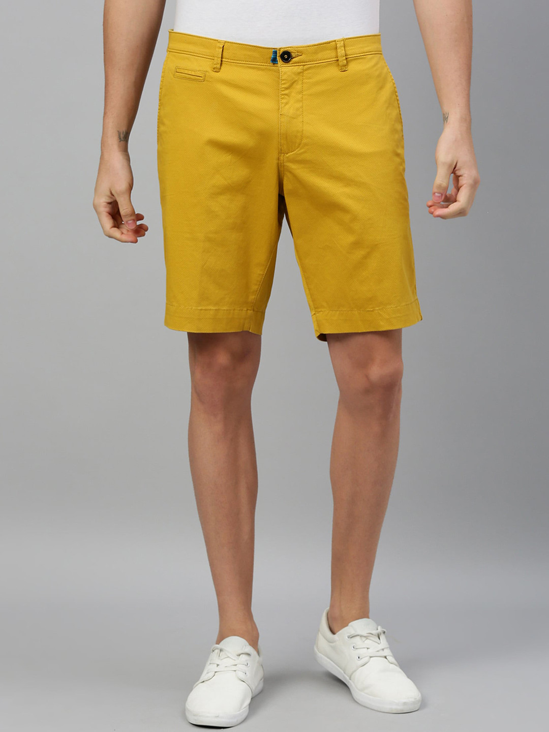 Buy RARE RABBIT Men Mustard Solid Regular Fit Chino Shorts Shorts for