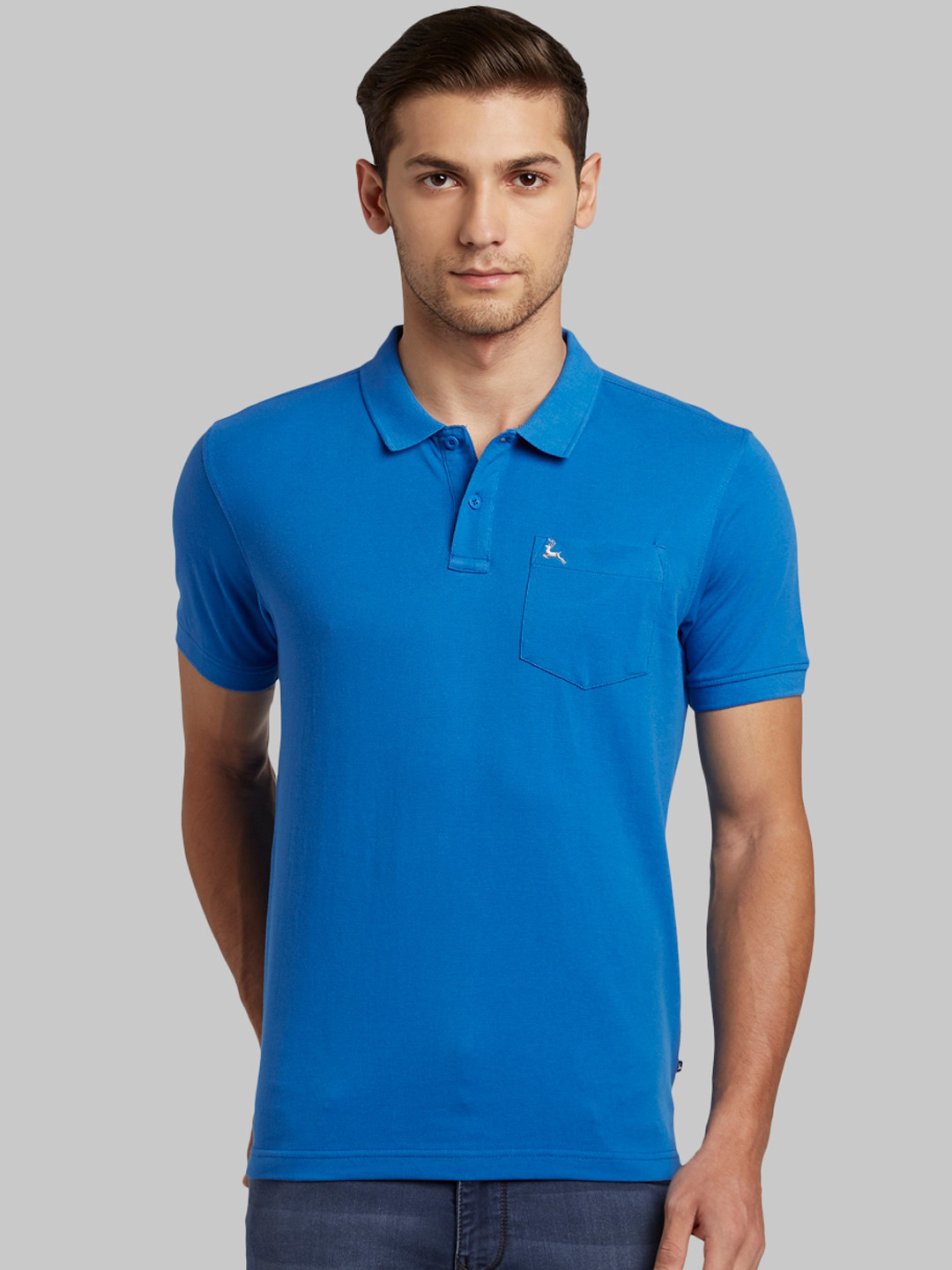 Buy Parx Men Blue Solid Polo Collar T Shirt - Tshirts for Men 12789706 ...