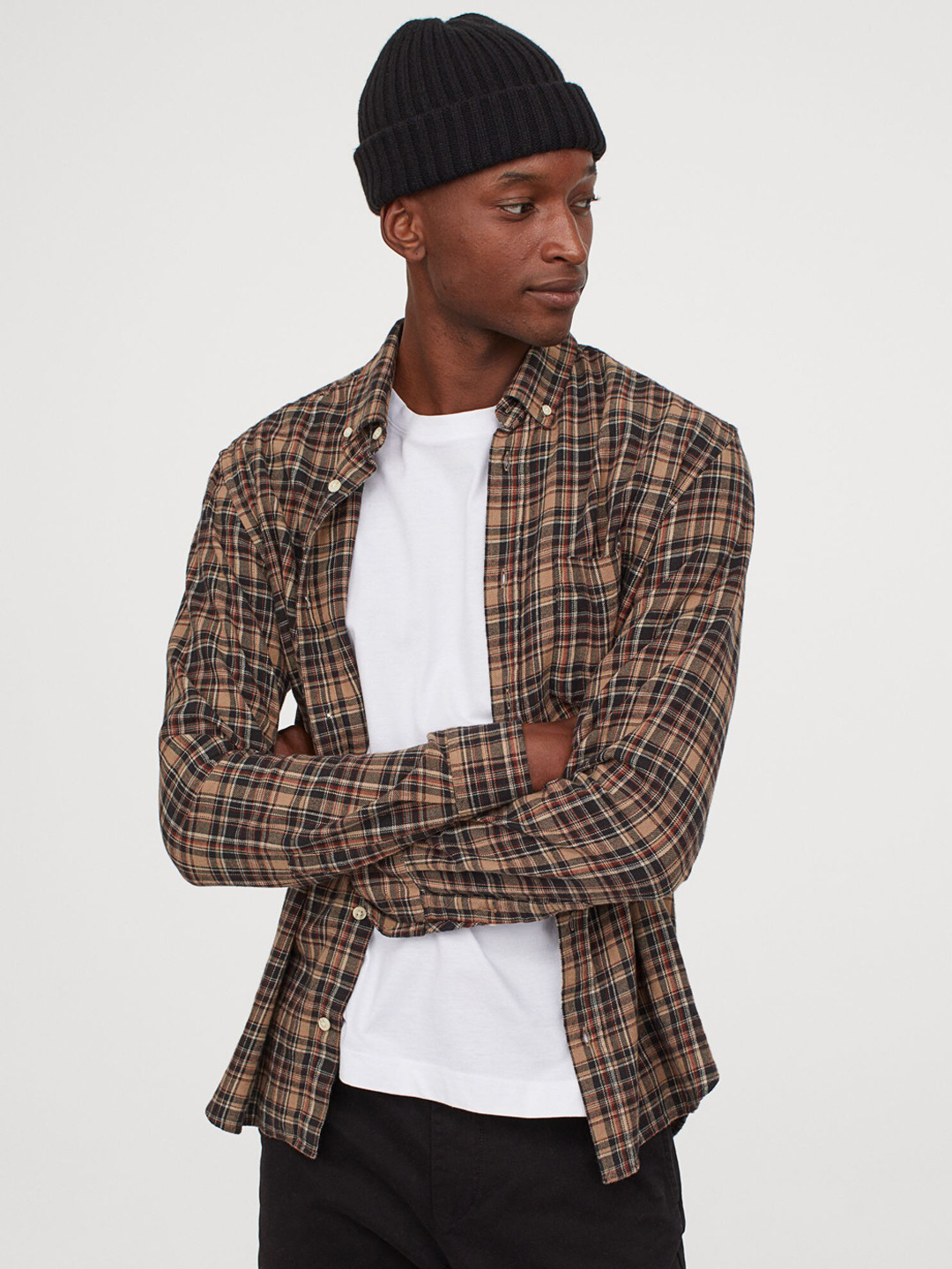 mens beige flannel shirt