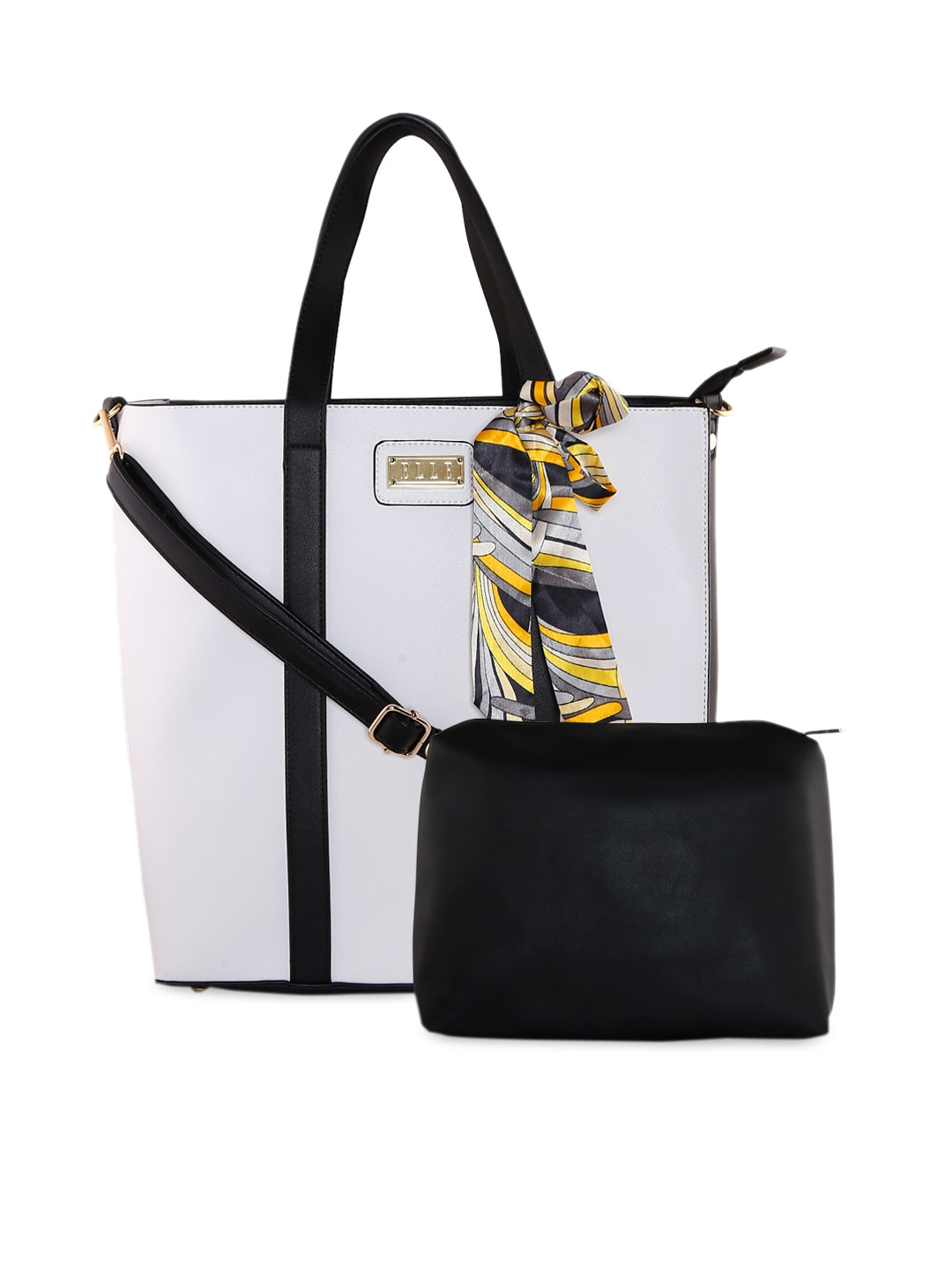 Buy ELLE White Solid Tote Bag With Pouch Handbags for Women 12790698