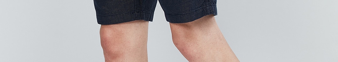 Buy Max Men Navy Blue Self Design Regular Shorts - Shorts for Men ...