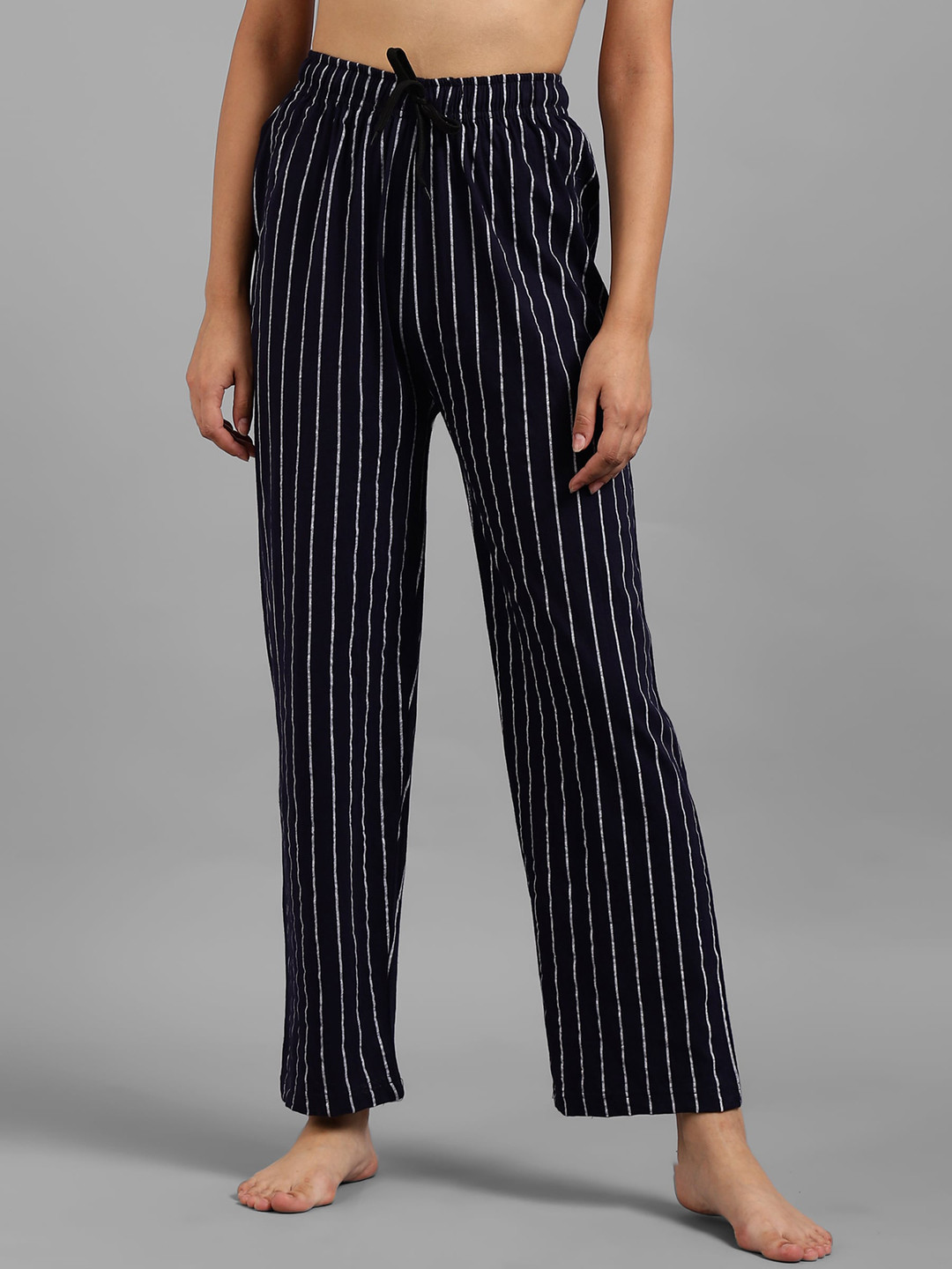 Buy Kotty Women Navy Blue & White Striped Lounge Pants Lounge Pants