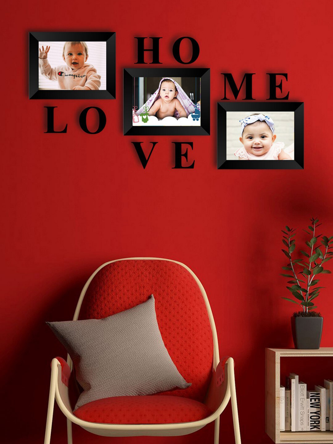 Buy ECraftIndia Set Of 3 Black Solid Memory Wall Collage Photo Frame