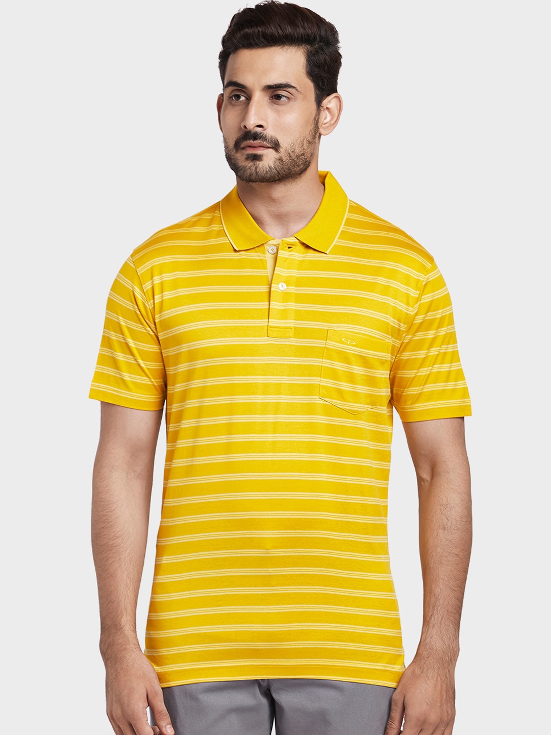 mens yellow and white striped t shirt