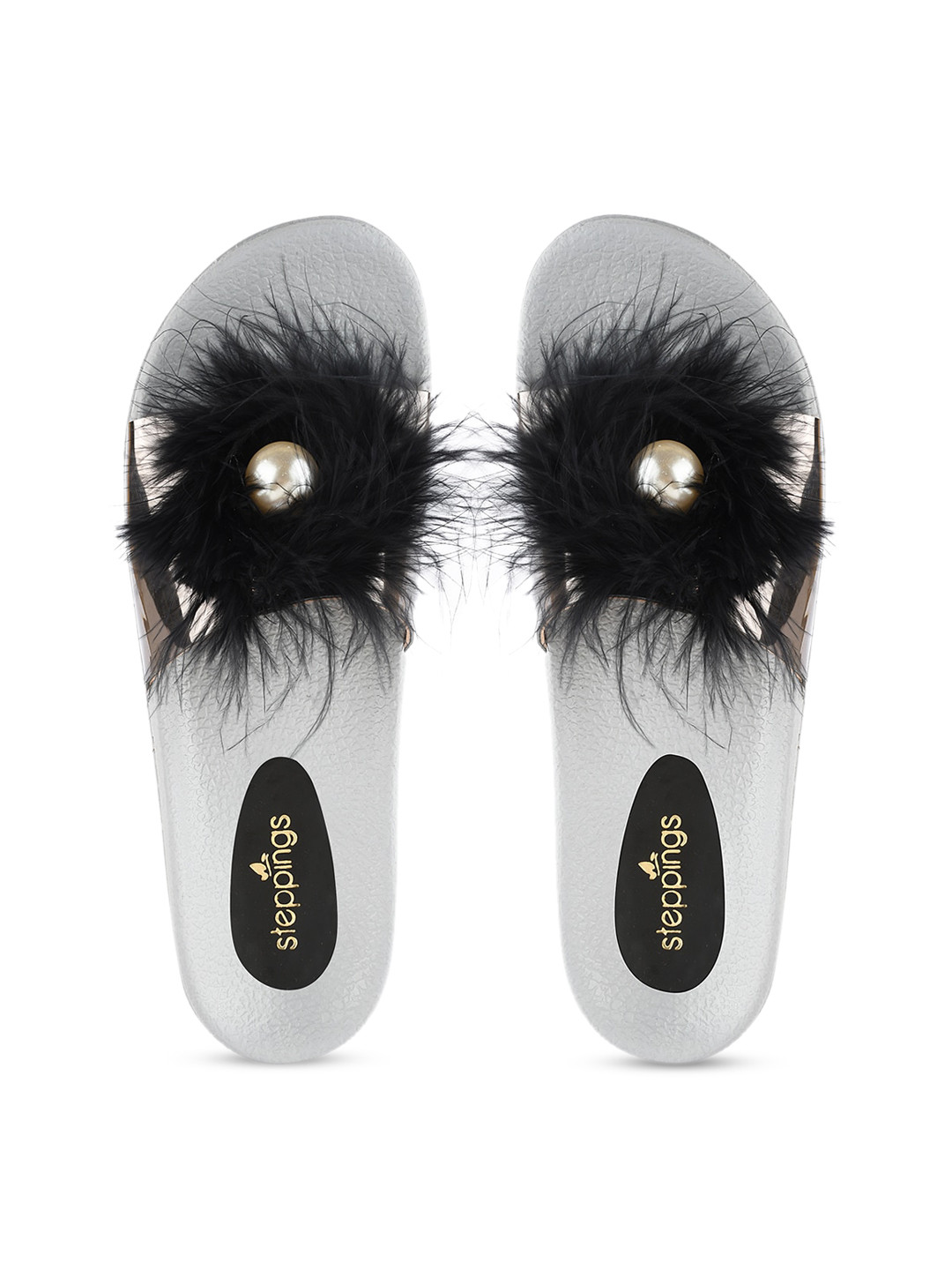 black embellished sliders