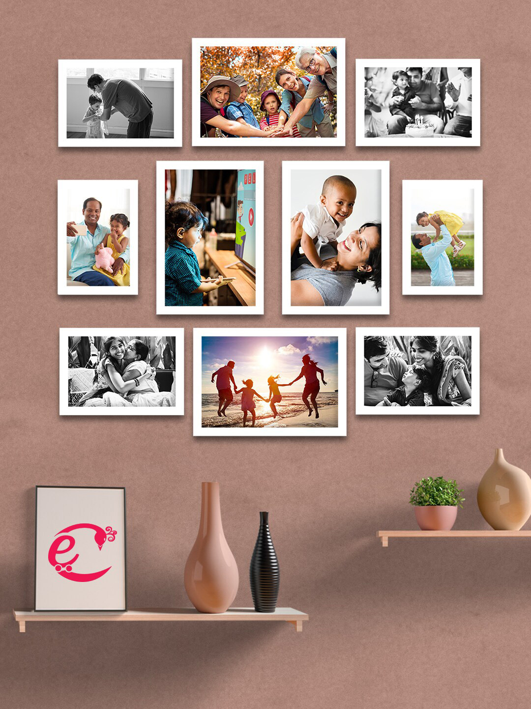Buy ECraftIndia Set Of 10 White Solid Memory Wall Collage Photo Frames