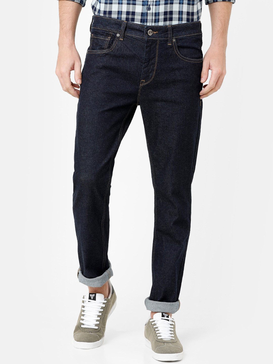 Buy Voi Jeans Men Navy Blue Slim Fit Mid Rise Clean Look Jeans Jeans for Men 12810172 Myntra