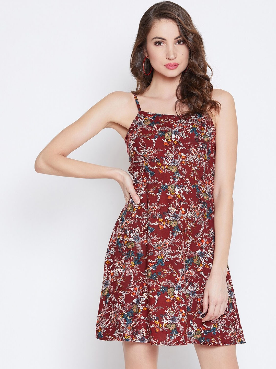 Buy Berrylush Multicoloured Floral Print Fit And Flare Dress - Dresses ...