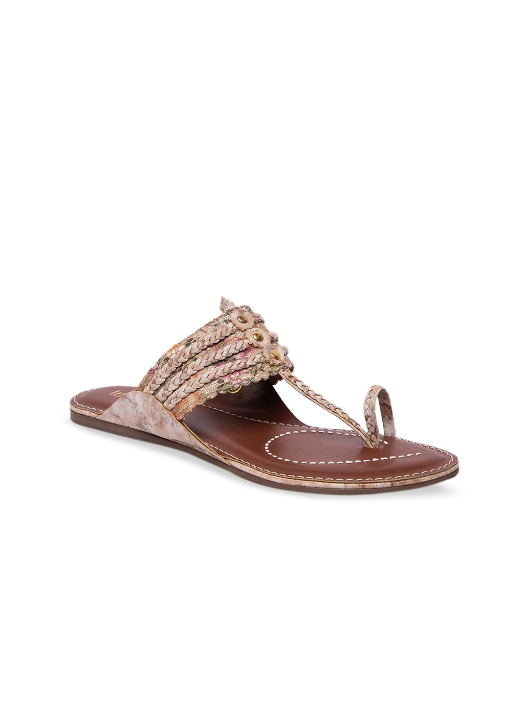 beige studded flats