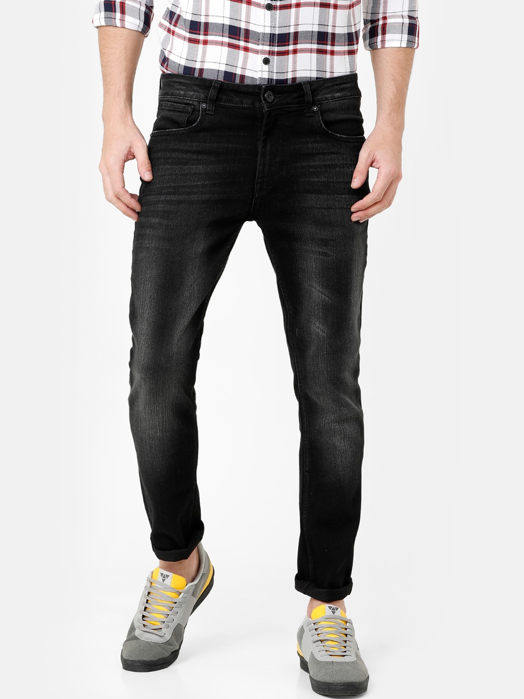 Buy Voi Jeans Men Black Skinny Fit Mid Rise Clean Look Jeans - Jeans ...