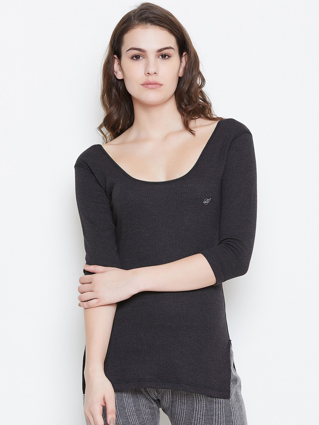 Buy NEVA Women Charcoal Grey Solid Thermal Top Thermal Tops for Women