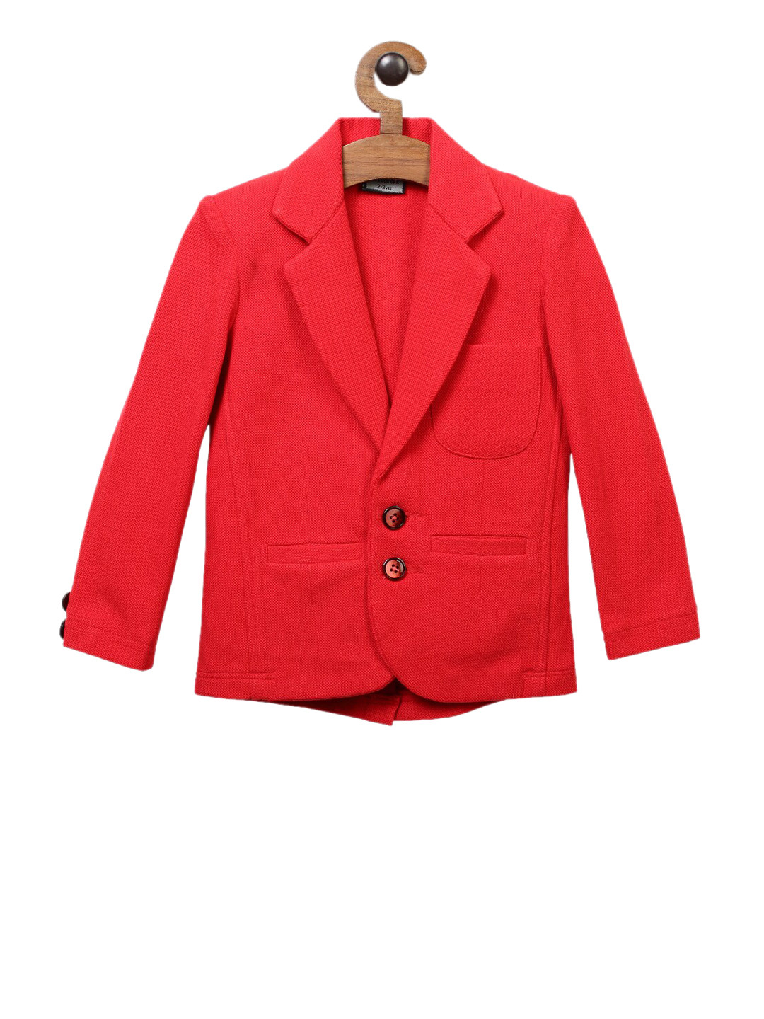 Buy RIKIDOOS Boys Red Solid Regular Fit Single Breasted Blazer
