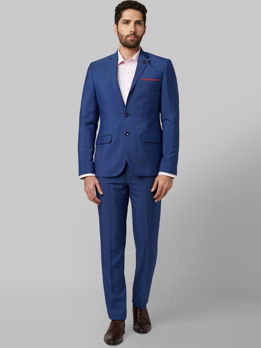 Buy Park Avenue Men Blue Solid Single Breasted Regular Fit Formal Suit ...