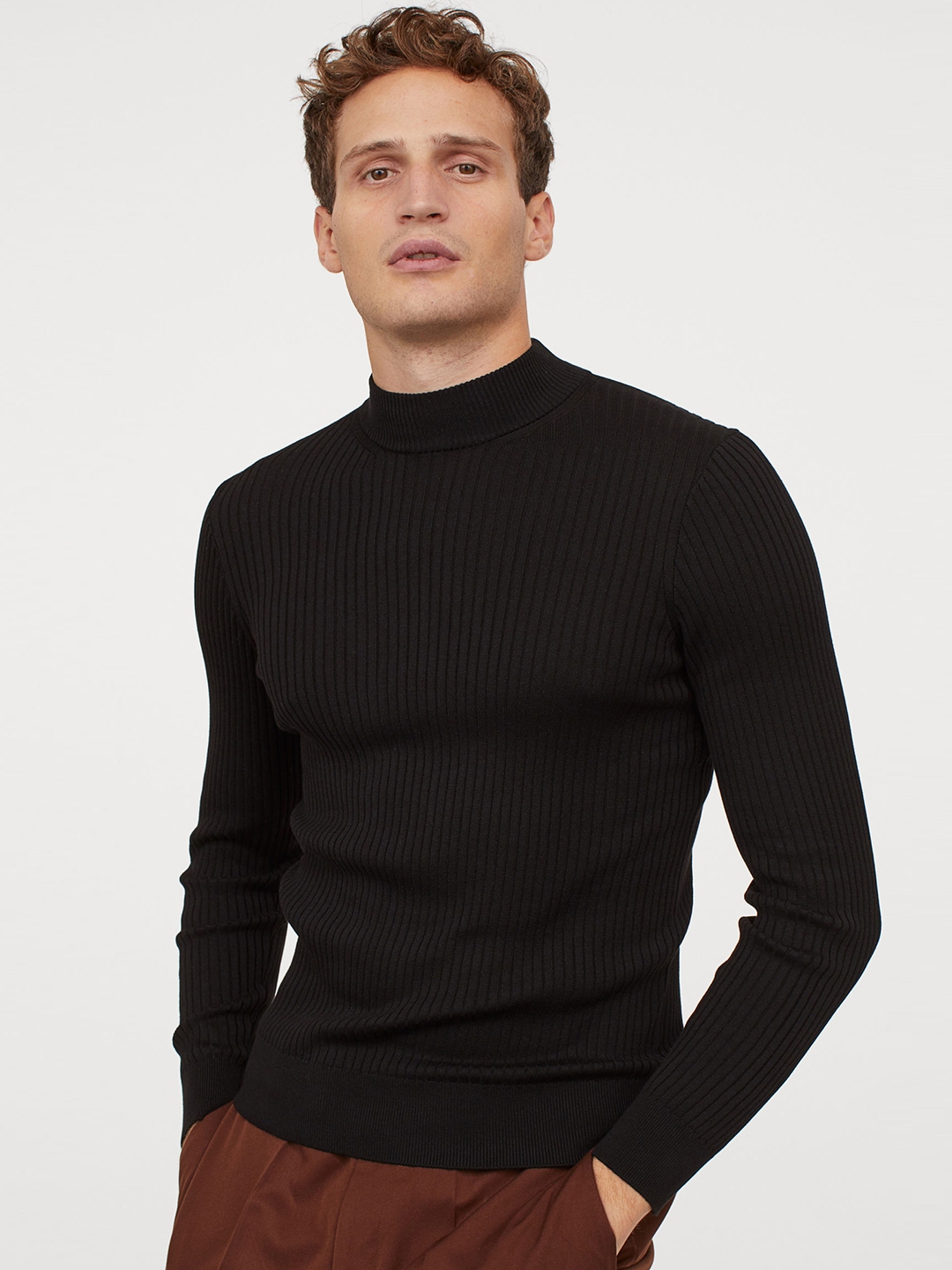 Buy H&M Men Black Turtleneck Jumper Muscle Fit - Sweaters for Men ...