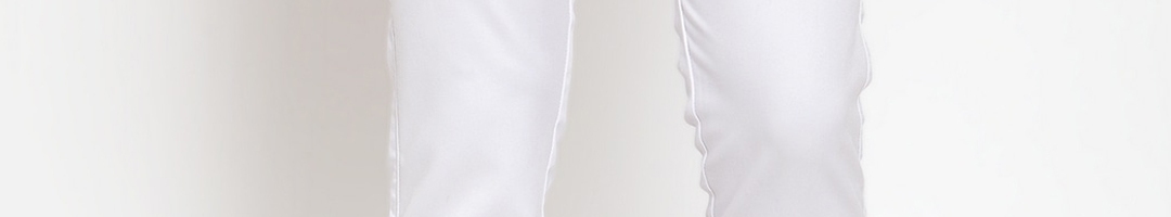 Buy JAINISH Men White Smart Slim Fit Solid Formal Trousers - Trousers ...