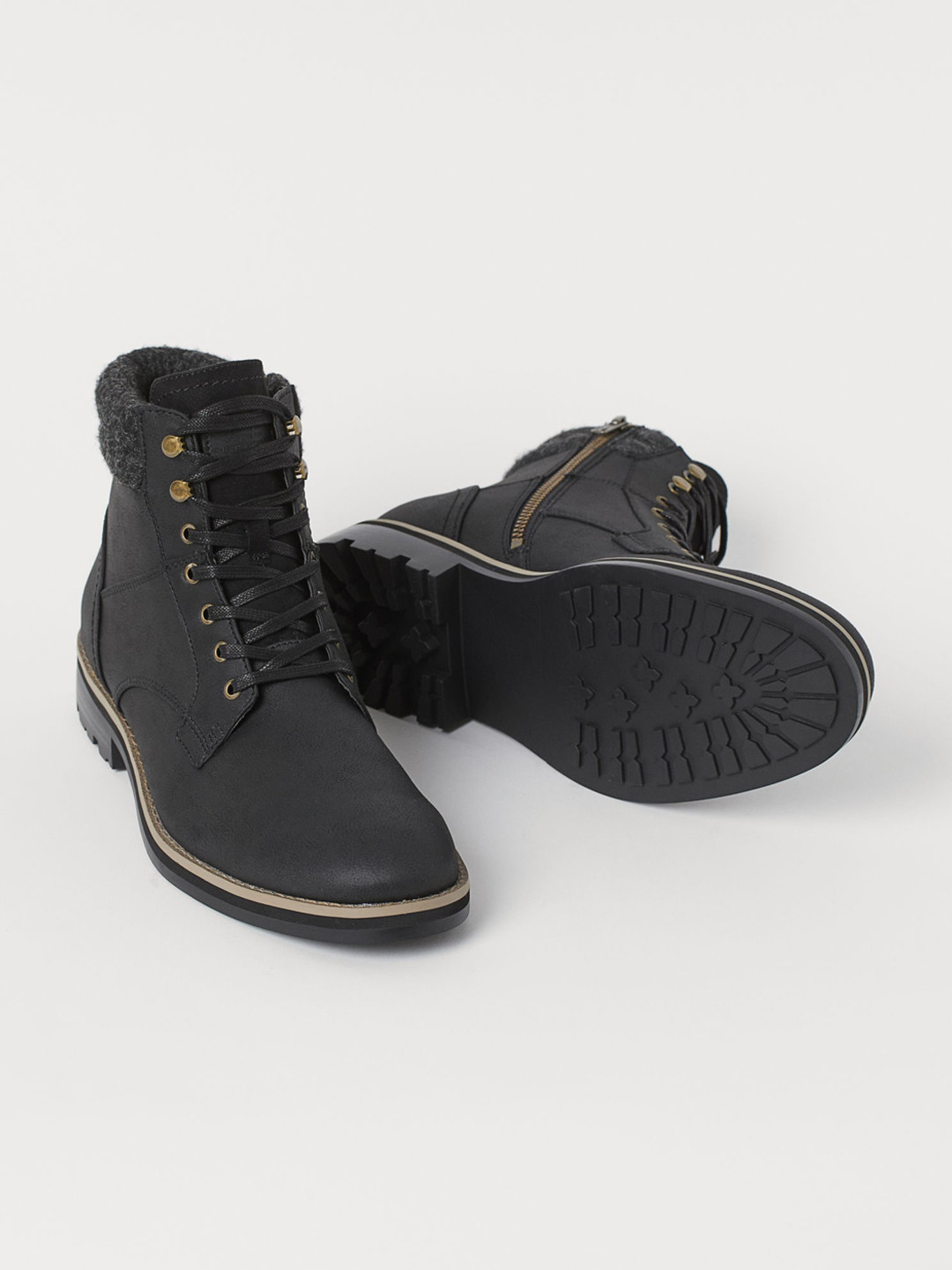 Buy H&M Men Black Solid Side Zip Boots Casual Shoes for Men 12824320