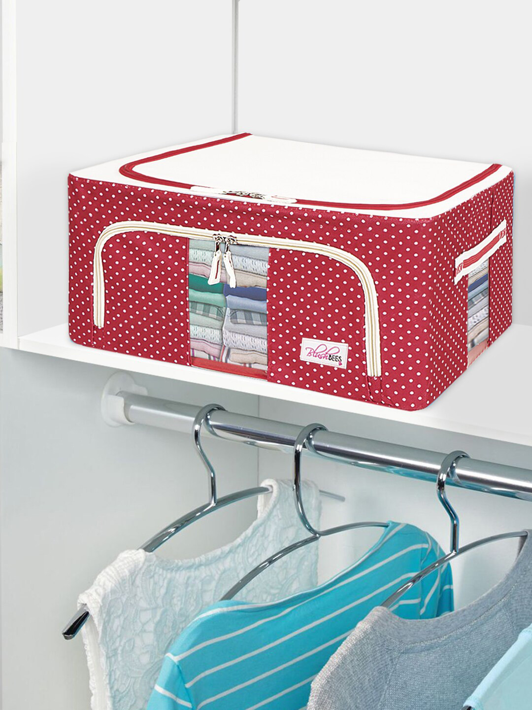 Buy BlushBees Set Of 2 Red Printed Water Resistant Foldable Storage